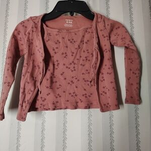 Carter's Dusty Pink Floral Cardigan Shirt